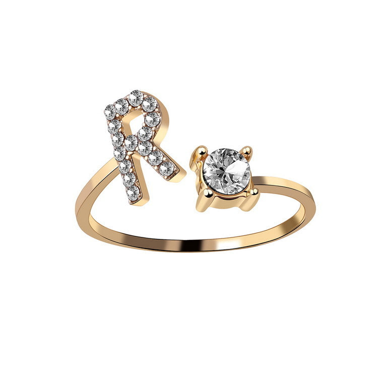 New Design Adjustable 26 Initial Letter Ring Fashion Jewelry For Women Simple Elegant Jewelry New Design Adjustable 26 Initial Letter Ring Fashion Jewelry For Women Simple Elegant Jewelry
